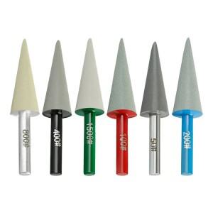 송진 다이아몬드 그라인딩 헤드 원추형 콘 버링 비트 6mm 생크 연마 돌 조각 회전 도구용 50-150 그릿 1 개