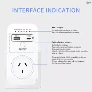 이청 듀얼 컨트롤 카운트다운 타이머 충전기 USB C타입 보호 전압 소켓 어댑터 기능 American plug