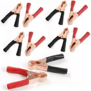 10PCS 절연 악어 클립 내구성 블랙 레드 금속 배터리 로드 자동차 트럭 50A 스프링 2PCS