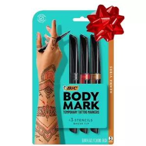 BIC BodyMark 임시 타투 마커, 헤나 바이브, 다양한 색상, 3개입 - 아마존 바인