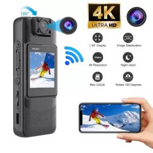 적외선 클립형 바디캠 4K HD 미니 WIFI 카메라 집행 활동용 야외 기록 검정색 Only Camera