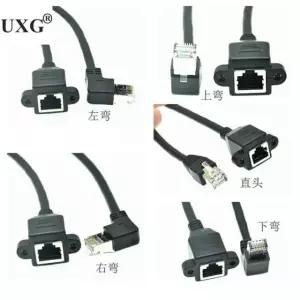RJ45 케이블 남성 여성 나사 패널 마운트 이더넷 연장 네트워크 90도 LAN 직각 straight 0