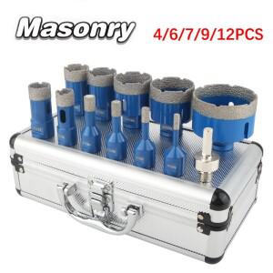 467912Pcs Brazed Dry 드릴 비트 키트 M14 스레드 다이아몬드 구멍 톱 세트 세라믹 타일 화강암 대리석 오