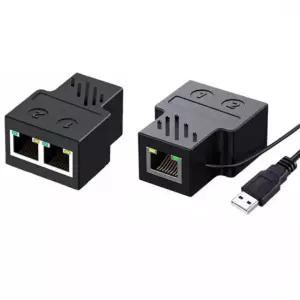 이더넷 분배기 CAT 케이블 네트워크 스위치 USB 전원 OUT IN 장치 코드 RJ45 100Mbps 1 to 2
