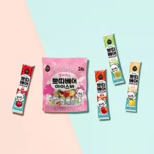 엘제이드 얼려먹는 쁘띠베어 아이스바 35mL 24입 4팩 (사과, 배, 멜론, 자두맛)