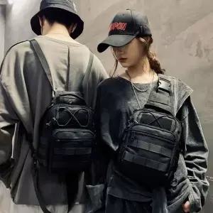 [하프클럽/]남녀공용 블랙 투웨이 멀티 스트랩 슬링백 크로스백