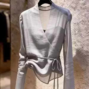 랩디자인 시스루레이어드 슬림블라우스 클리다블라우