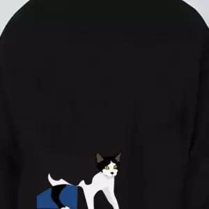 턱시도 기모맨투맨 티셔츠 긴팔 동물 고양이 맨투맨 키밍 귀여운