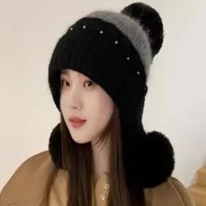 여자 기모 안감 니트 방울 비니 귀달이 모자 겨울 왕방울모자