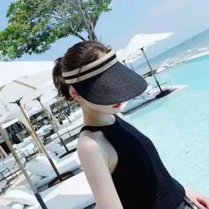 선캡 여성 기본 라탄 썬캡 여름 챙넓은 햇빛차단 모자