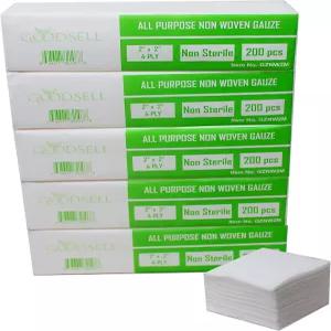 1000 PCS 2 X 프리미엄 4겹 부직포 무균 스펀지 거즈 패드 - 치과 살롱 다용도 5팩 x 200개 흰색