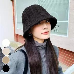 베네통 버킷햇 편한 니트 꽈배기
