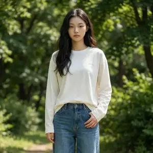 내셔널지오그래픽 N265UTS901 수피마 세미오버핏 긴팔 티셔츠 OWHITE 3720523 319221