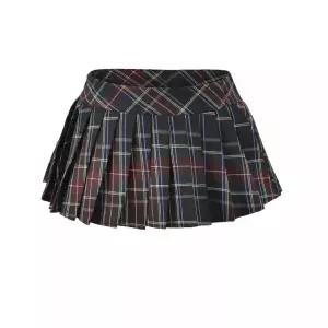 솜브레로스 여자 스커트 쉬폰 A라인 시폰 체크 테니스 비침 플리츠 방지 트임 로우 DOS1