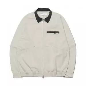 노메뉴얼 NOMANUAL VINTAGE LEATHER COLLAR WORK JACKET - OFF WHITE NMWF52JK08OWH 389723