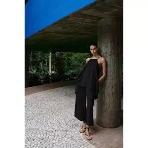 ZARA 더블 레이어 꼬임 스트랩 점프수트 - 블랙 423967