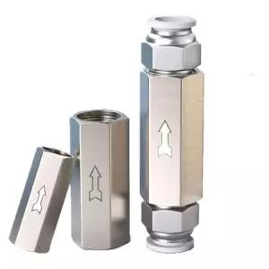 공기 체크 밸브 6MM 8MM 10MM OD 호스 편도 가스 단방향 황동 압축기 파이프 CV 06