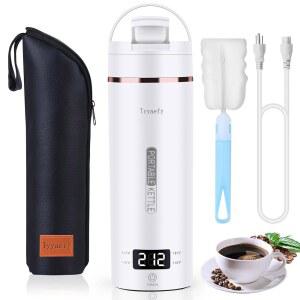 휴대용 전기 주전자, 음용구 포함, 여행 가방 포함 플러그인, 450ML 304 스테인리스 스틸, 4가지 프리셋 온도, 급속 끓이기 U2013 홈 / 오피스 호텔 카라반 기숙사 출장
