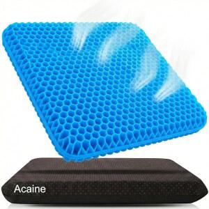 장시간 앉아 있을 수 있는 ACANE 초두꺼운 대형 퓨어 젤 시트 쿠션, 등, 척추, 꼬리뼈 및 엉덩이 를 위한 통기성 편안한 사무용 의자, 자동차, 휠체어를 세척 가능한 휴대용 쿠션