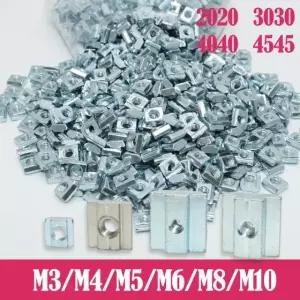 100 마력 블록 사각 너트 M3 M4 40 액세서리 알루미늄 M6 30 커넥터 슬롯 M3 50PCS