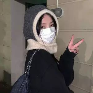 [하프클럽/]버튼 바라클라바 넥워머 부클 배색 파스텔 니트 단추