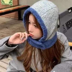[하프클럽/]버튼 넥워머 파스텔 단추 부클 니트 배색 바라클라바