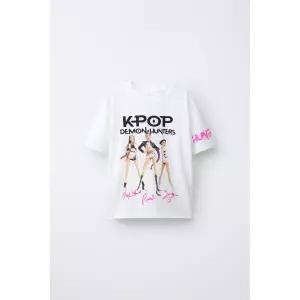 ZARA KPOP DEMON HUNTERS NETFLIX ⓒ 프린트 티셔츠 - 화이트