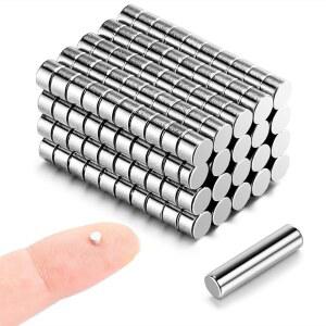밀로스 200PCS 3MMX2MM 자석 실제 크기 3D 프린팅 공예 미니어처 소형 모델을 위한 작은 원형 보관 케이스 포함