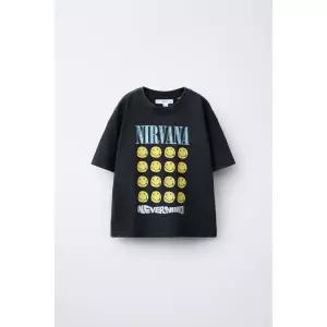 ZARA 워싱 이펙트 NIRVANA 티셔츠 - 콜 그레이