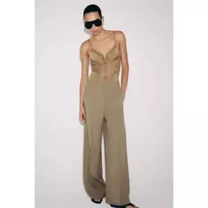 ZARA 자라 ZW 컬렉션 미니멀 와이드 레그 팬츠 - 밍크 3953074