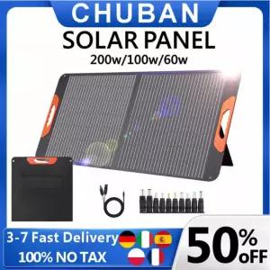 휴대용 200W 접이식 태양광 패널 100W 캠핑용 야외 배터리 전화 파워 뱅크 브래킷 60w Solar Panel