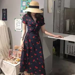 [하프클럽/]칼라 포인트 반팔 랩원피스 데이트룩 롱 드레스 V넥
