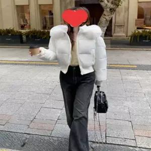 [하프클럽/]2컬러 숏한 기장감 겨울 후드 퍼 크롭 패딩점퍼