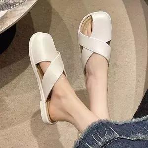 [하프클럽/]여성 크로스 스트랩 슬리퍼 데일리 여름 뮬 오픈토 2색