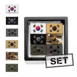 [하프클럽/]미니 태극기 6종 세트상품 멀티카모 블랙 컬러 30mm X 20mm 패치 와