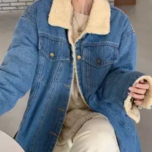 [하프클럽/]퍼 안감 롱 데님 점퍼 간절기 트렌디 아우터 자켓