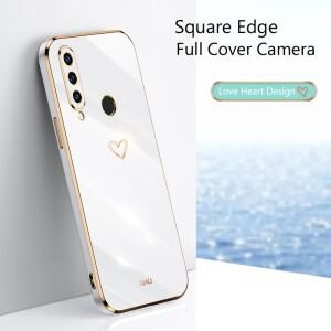 화웨이 P30 라이트 P P20 P40 프로 플러스 스마트  Psmart Z Plus 커버에 대한 미러 러브 하트 스퀘어 도금