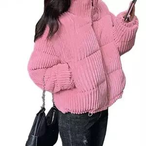 [하프클럽/]여성용 데일리 오버핏 코듀로이 숏패딩 자켓