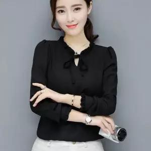 [하프클럽/]여성용 프릴장식 카라 셔츠 블라우스