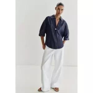 ZARA 자라 Z1975 골드 아플리케 데님 셔츠 - 블루 3952470