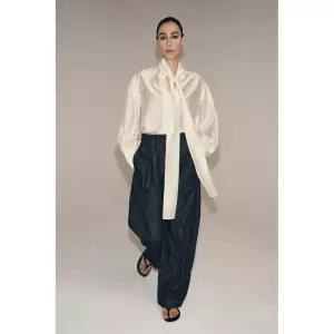 ZARA 자라 ZW 컬렉션 새틴 리본 셔츠 - 스크래치 화이트 3952317