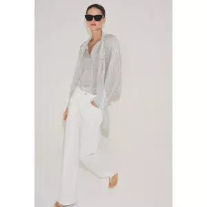 ZARA 자라 ZW 컬렉션 도트 리본 셔츠 - 크림 블랙 3952238