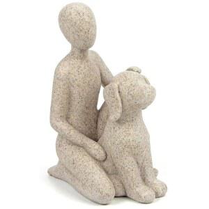 강아지와 남성 조각상 레진 소재 수공예 홈 데코 장식 사무실 책상 거실 인테리어 피규어 장식품