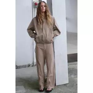 ZARA 자라 러플 스트레이트 팬츠 - 로즈 가루 3953335