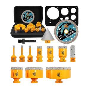 EXFEIN 다이아몬드 코어 드릴 비트 세트 13개 블레이드 대리석 세라믹 102mm 도자기 11인치 직경 115mm 6mm 실타일 화강암용 어댑터
