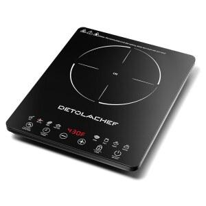 DETOLA 휴대용 인덕션 쿡탑 1800W 핫플레이트 조리기 LED 자동 꺼짐 전기 터치 온도 감지 안전 10가지 센서 버너 타이머가 있는