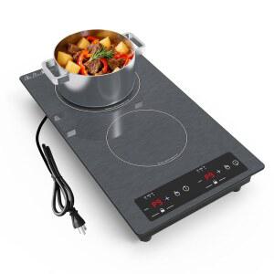 이중 인덕션 쿡탑 110v 120v GTKZW 조리대 내장 9가지 전기 타이머 20인치 레벨 전원 장치 플레이트 플러그인 2300W 안전 스토브
