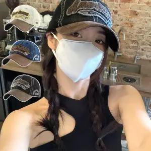 /오엠티 가죽챙 데님 볼캡 야구모자 남성 여성 청 캡모자