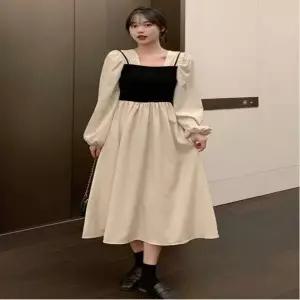 [하프클럽/]가을 봄 여성용 플레어 미디 트렌치 원피스