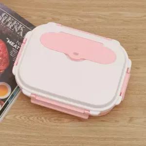쿠킹락 수저 통 식판 도시락 3구 핑크 뚜껑식판 스텐식판